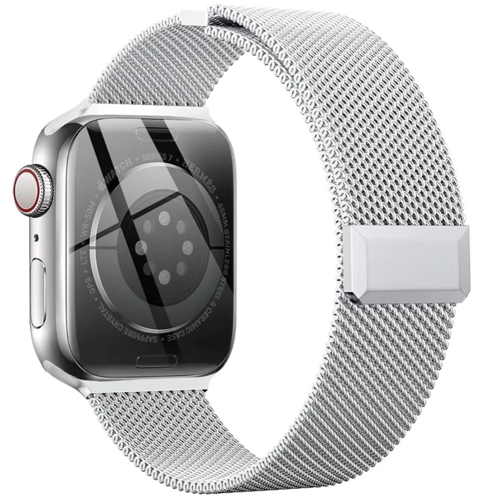 Stainless Steal Magnetic Clasp Mesh Loop Apple Smart Watch Unisex Band, NEW